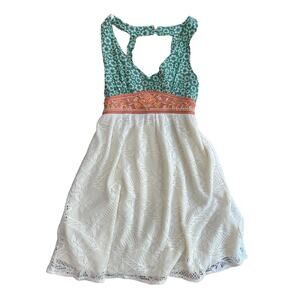 FLYING TOMATO Dress SMALL Womens Ivory Lace embroidery Boho Bohemian